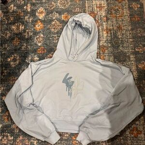 Light Blue Women's Cropped Hoodie Sweatshirt